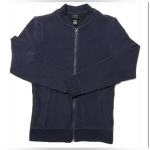 H&M Men's Dark Blue Zip-Up Sweater
